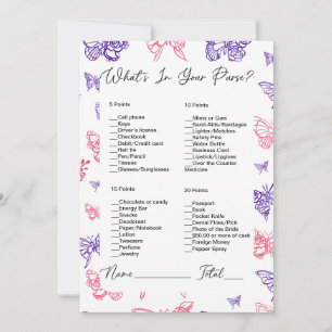 What's In Your Purse Butterfly Bridal Shower Invitation