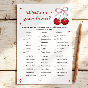 What's in Your Purse Cherry Bow Baby Shower Game