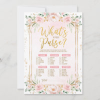 What's in Your Purse Floral Baby Shower Game Card