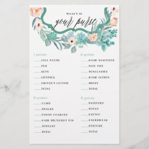 What's In Your Purse Floral Bridal Shower Game