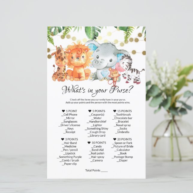 What's In Your Purse Game. Baby Shower Games (Standing Front)