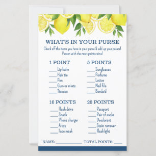 What's in Your Purse Lemon Bridal Shower Game