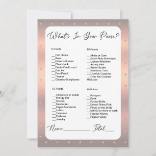 What's In Your Purse Rose Gold Dot Bridal Shower Invitation