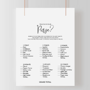 What's in your Purse Script Bridal Shower Game