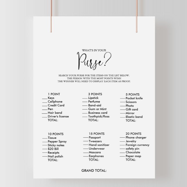 What's in your Purse Script Bridal Shower Game (Creator Uploaded)