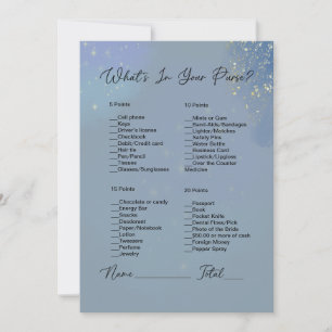What's In Your Purse Steel Blue Bridal Shower Invitation