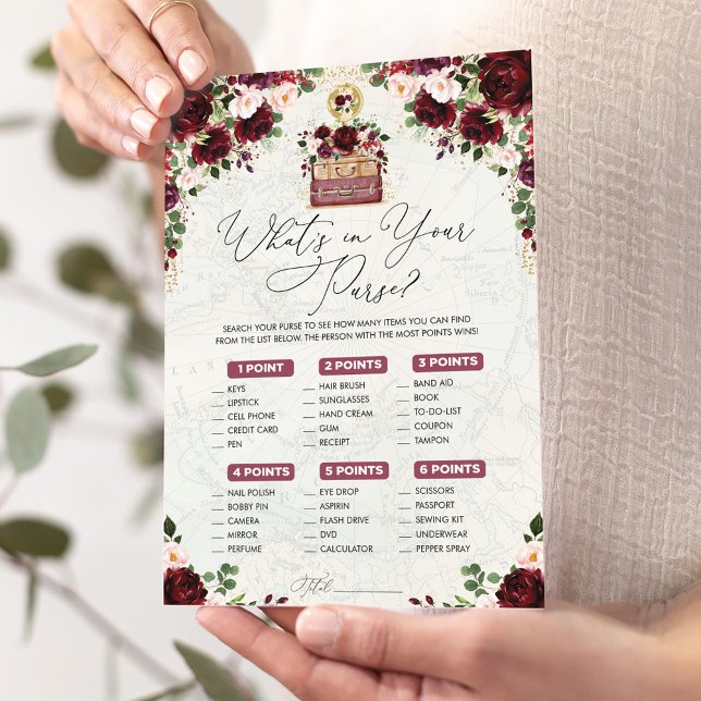 What's in Your Purse Travel Map Bridal Game Card (Creator Uploaded)