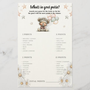 Whats in your purse? Whimsical Teddy Bear Game Stationery