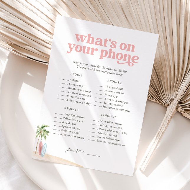 What's On Your Phone Baby Beach Shower Game Invitation (Creator Uploaded)