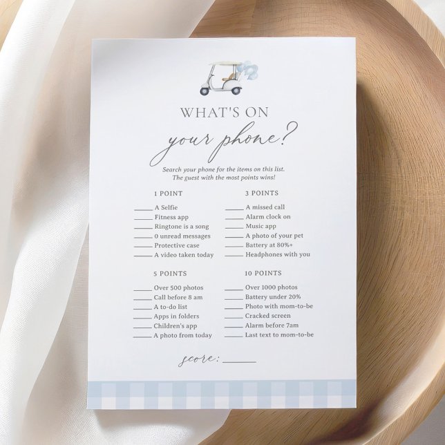 What's on Your Phone Golf Shower Game Invitation (Creator Uploaded)