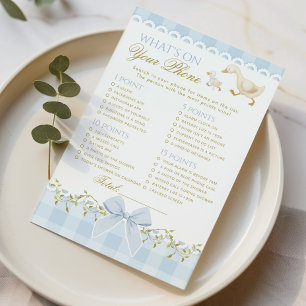 Whats on your Phone Silly Goose Blue Baby shower