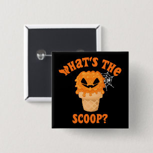 What's The Scoop Gender Reveal Halloween Ice Cream 15 Cm Square Badge