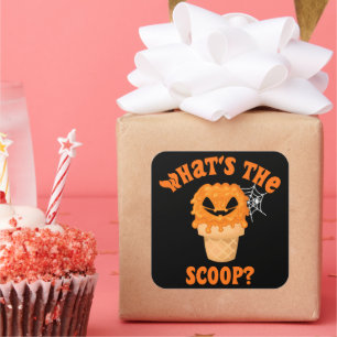 What's The Scoop Gender Reveal Halloween Ice Cream Square Sticker