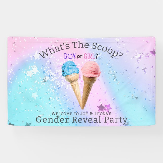 What's The Scoop Gender Reveal Ice Cream  Banner (Horizontal)