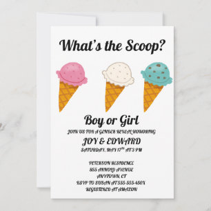 What's the Scoop Gender Reveal Party Invitation