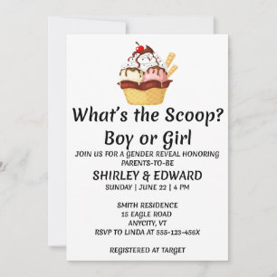 What's the Scoop Gender Reveal Party Invitation