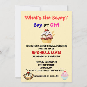 What's the Scoop? Gender Reveal Party Invitation