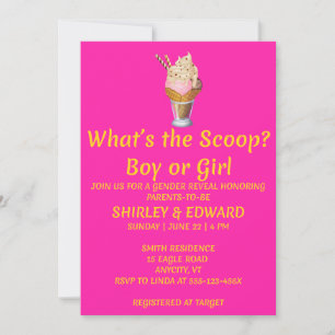 What's the Scoop Gender Reveal Party Invitation