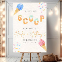 Whats The Scoop Gender Reveal Welcome Sign Gender 