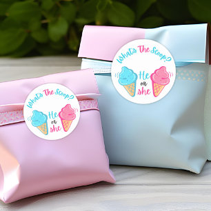 What's the Scoop Ice Cream Gender Reveal Favour Classic Round Sticker