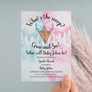 What's the scoop ice cream gender reveal invitation