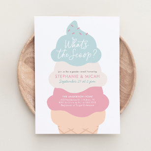 What's The Scoop Ice Cream Gender Reveal Party Invitation