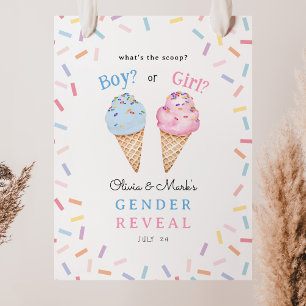 What's The Scoop Ice cream Gender Reveal  Poster