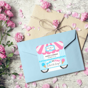 What's The Scoop Ice Cream Parlour Gender Reveal Square Sticker