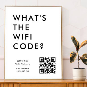 What's the WiFi Code? Wifi Network QR Code Poster
