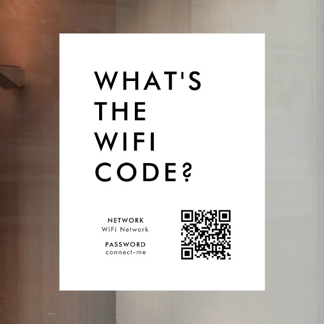 What's the WiFi Code? | Wifi Network QR Code White (What's the WiFi Code? window cling vinyl decal with QR code to connect seamlessly to your Wi-Fi)
