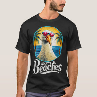 Whats Up Beaches Seagull Sunglasses  Funny T-Shirt