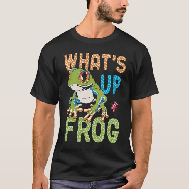 What's Up Frog   Dog Dawg Slang  Colourful Tree To T-Shirt (Front)