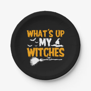 What's Up My Witches Halloween Paper Plate