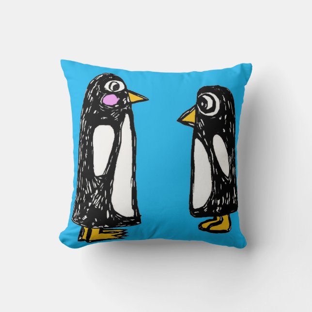What's Up? Penguin Throw Pillow (Front)