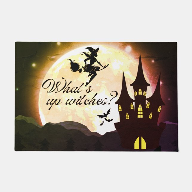 What's up Witches? Door Mat (Yellow) (Front)