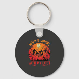 Whats Wrong Life Halloween Black Cats Zombies Grav Key Ring