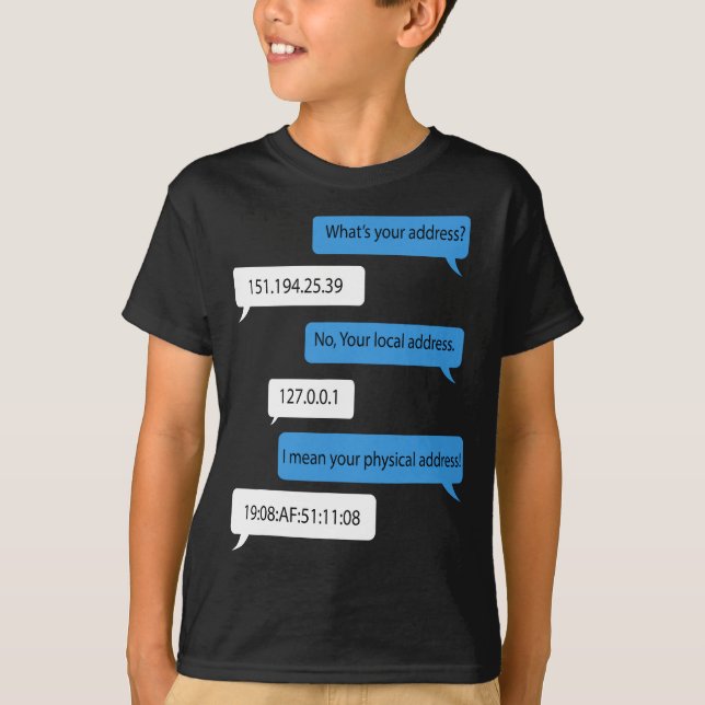 What's Your Address 151.194.25. Funny Networking P T-Shirt (Front)