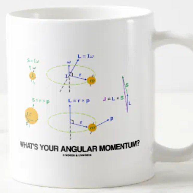What's Your Angular Momentum? (Physics Diagrams) Coffee Mug (No need to be a physicist to enjoy this mug featuring the query "What's Your Angular Momentum?")
