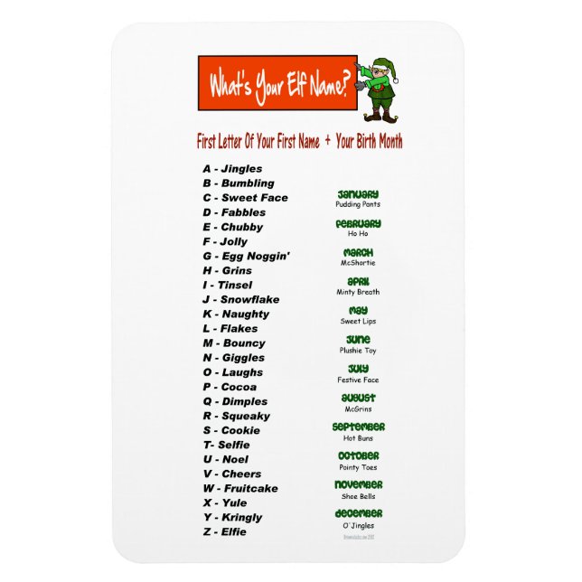 What's Your Elf Name?  Flexible Magnet (Vertical)