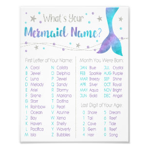 What's Your Mermaid Name Sign 8x10 Print