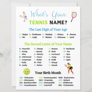 What's Your Tennis Name Game