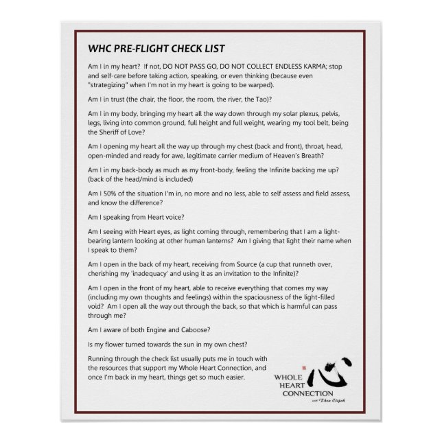 WHC Pre-Flight Checklist Poster (Front)