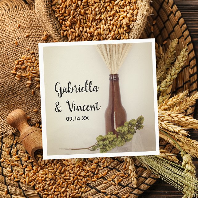 Wheat and Hops Brewery Wedding Napkin (Creator Uploaded)