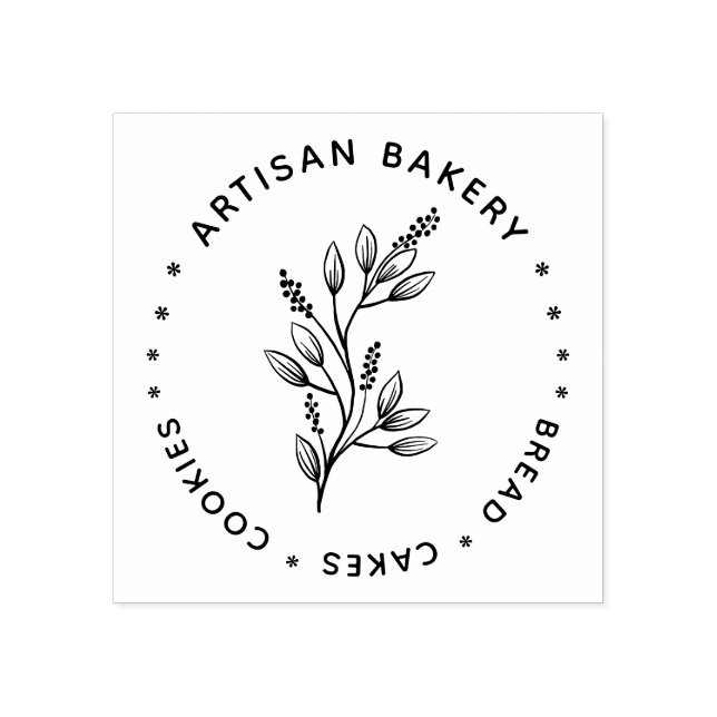 Wheat Artisan Bakery Circular Rubber Stamp (Imprint)