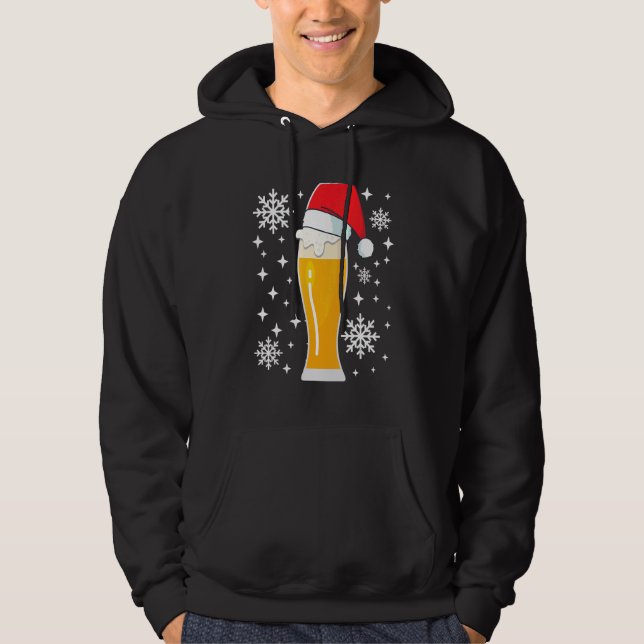 Wheat Beer Wheat Beer with Christmas Hat   Beer Dr Hoodie (Front)