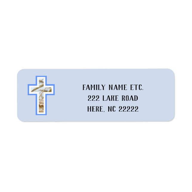 Wheat & Blue Sky Cross Return Address Labels (Front)