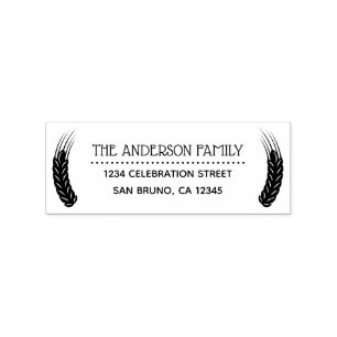 Wheat Custom Name Return Address Rubber Stamp