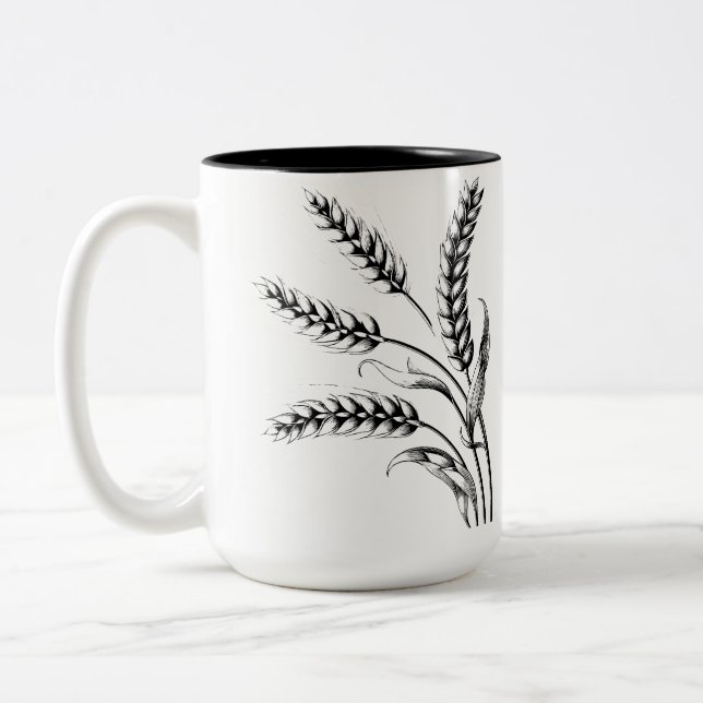 Wheat Ears Mug – Rustic Farmhouse Coffee Cup (Left)