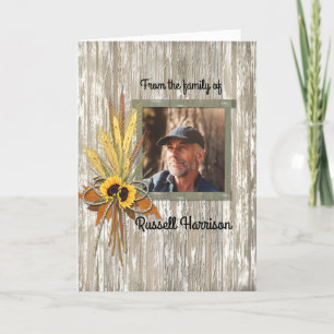 Wheat Farmer Photo Sympathy Thank You Memorial Card
