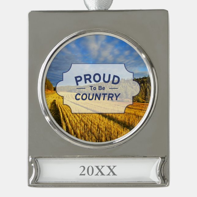 Wheat Field After Harvest Silver Plated Banner Ornament (Front)